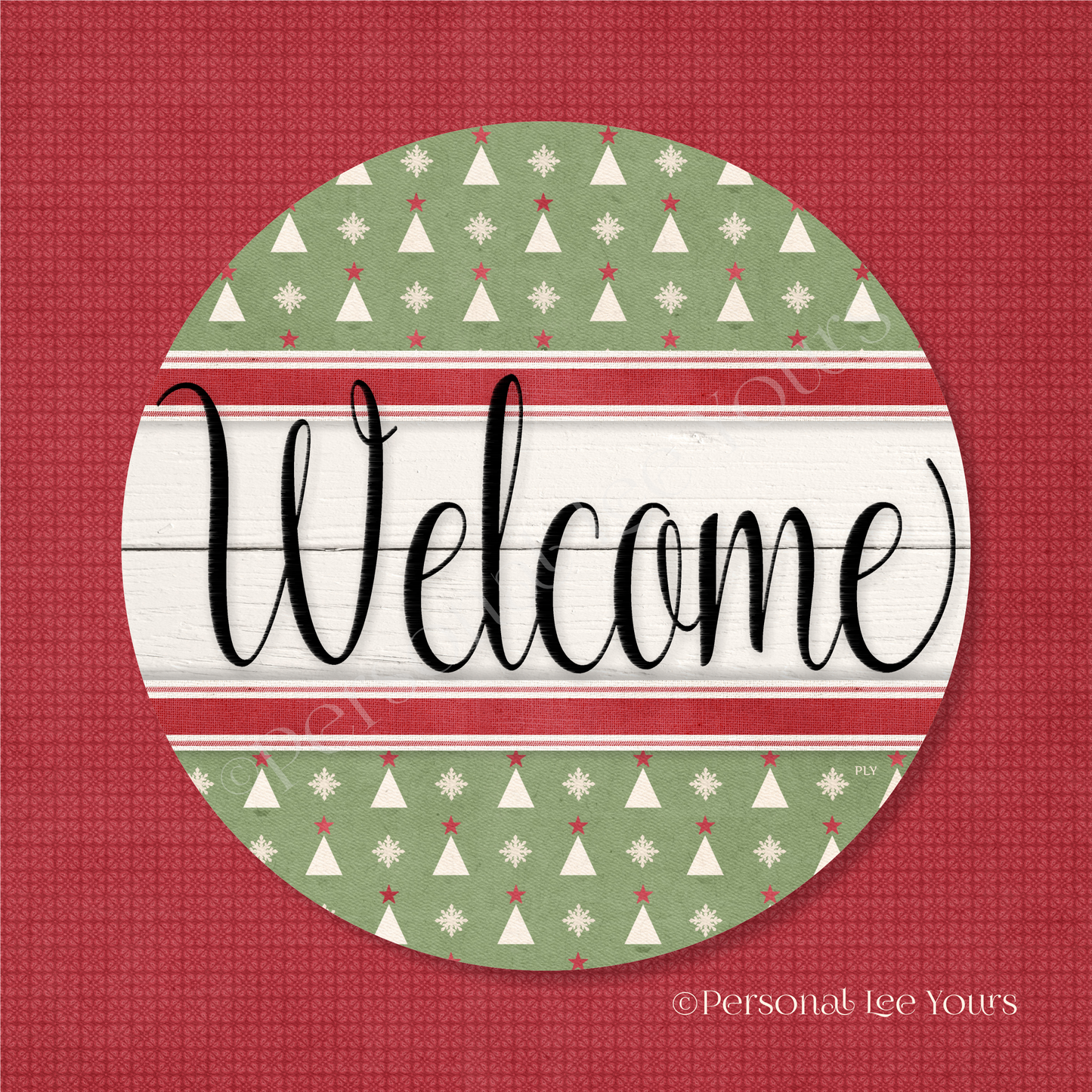 Simple Welcome Wreath Sign * Farmhouse Christmas * Round * Lightweight Metal