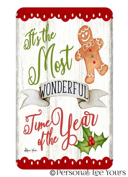 Christmas Wreath Sign * The Most Wonderful Time Of The Year * 3 Sizes * Lightweight Metal