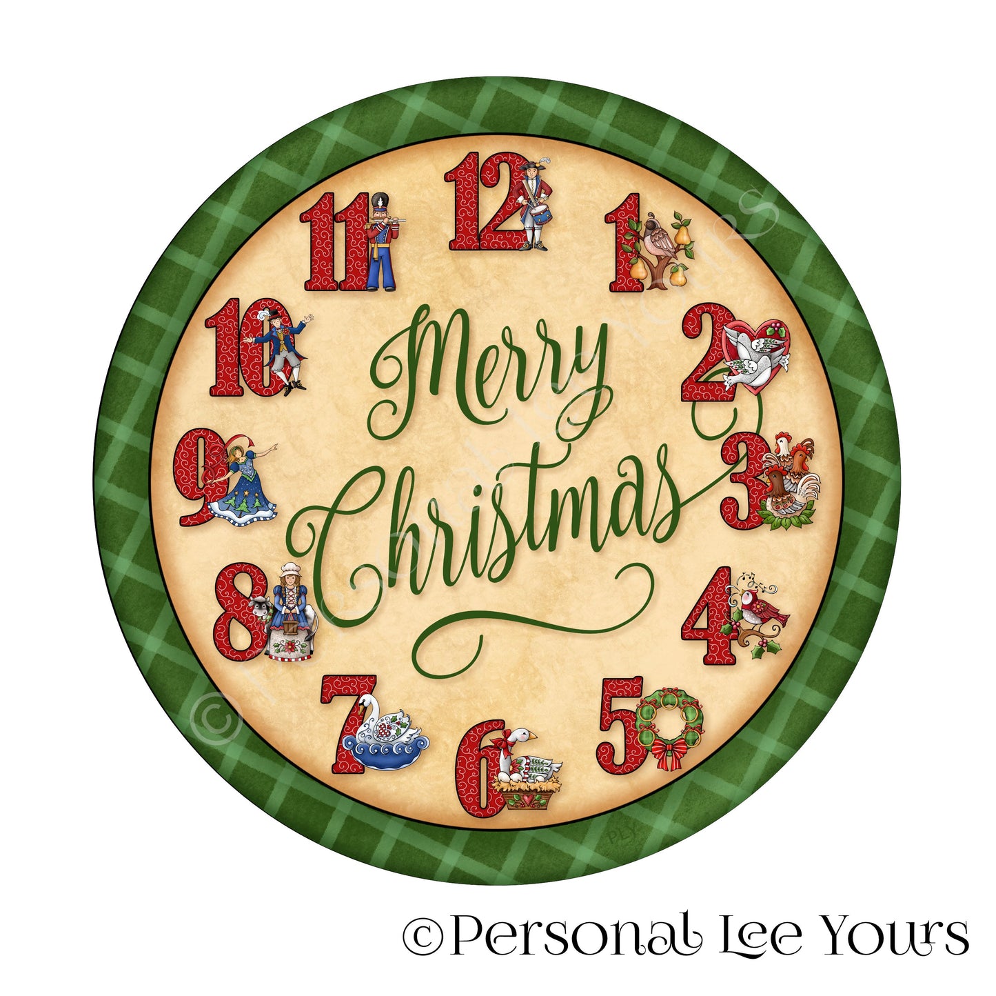 Christmas Wreath Sign * 12 Days Of Christmas * Round * Lightweight Metal