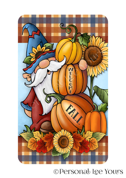 Autumn Wreath Sign * Welcome Fall Gnome * 4 Sizes * Lightweight Metal