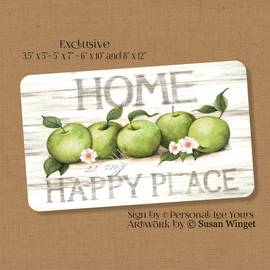Susan Winget Exclusive Sign * Green Apple Sign, Happy Place* Horizontal * 4 Sizes * Lightweight Metal