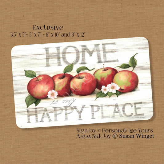 Susan Winget Exclusive Sign * Red Apple Sign, Happy Place* Horizontal * 4 Sizes * Lightweight Metal
