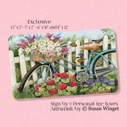 Susan Winget Exclusive Sign * Bike Flower Basket * Horizontal * 4 Sizes * Lightweight Metal