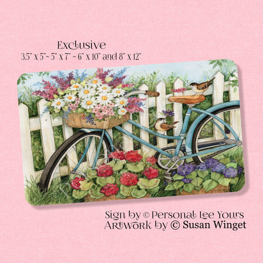 Susan Winget Exclusive Sign * Bike Flower Basket * Horizontal * 4 Sizes * Lightweight Metal