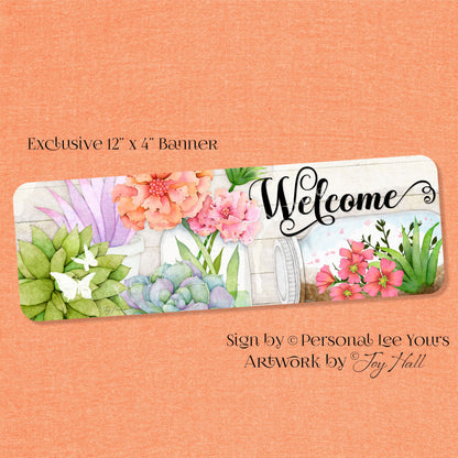 Joy Hall Exclusive Sign * Banner * Colorful Welcome * 12" x 4" * Lightweight Metal