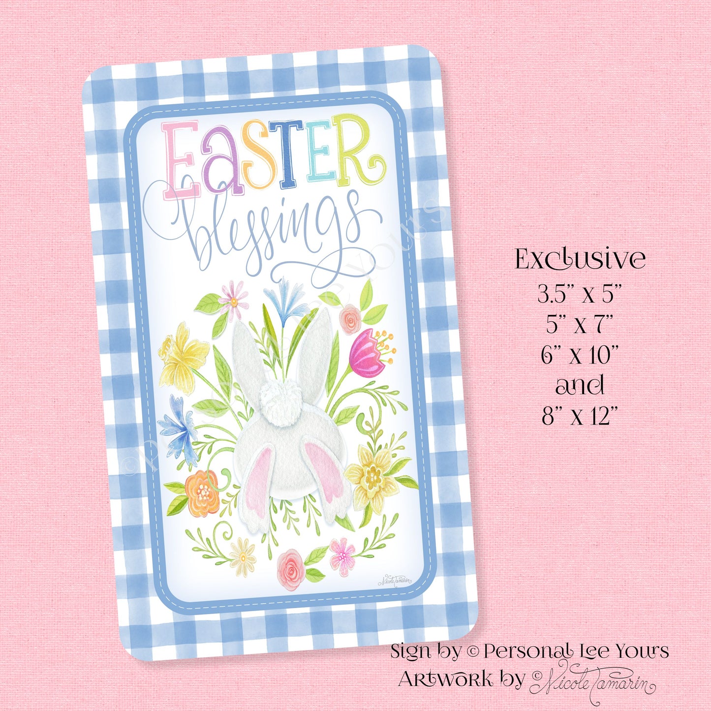 Nicole Tamarin Exclusive Sign * Easter Blessings Bunny * Vertical * Lightweight Metal