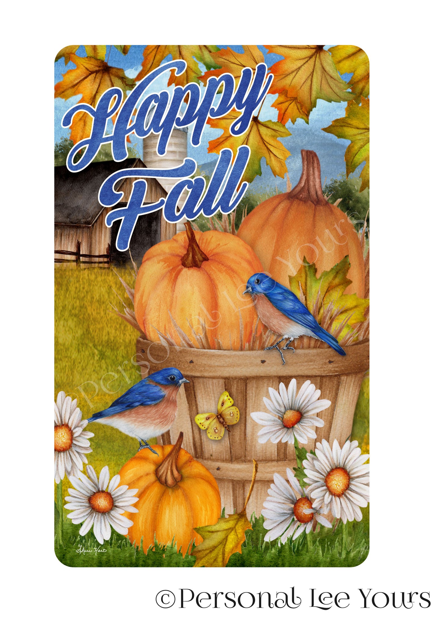 Wreath Sign * Happy Fall * Vertical * 4 Sizes * Lightweight Metal