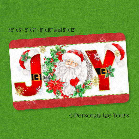Holiday Wreath Sign * Joyful Santa* Horizontal * 4 Sizes * Lightweight Metal