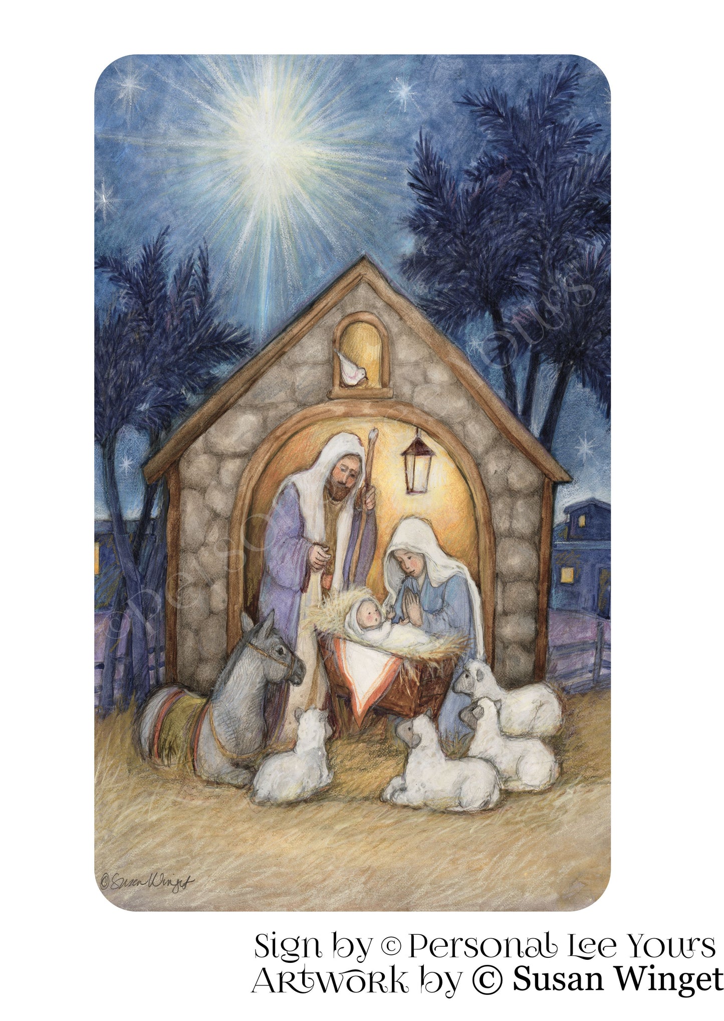 Susan Winget Exclusive Sign * Nativity * 4 Sizes * Lightweight Metal