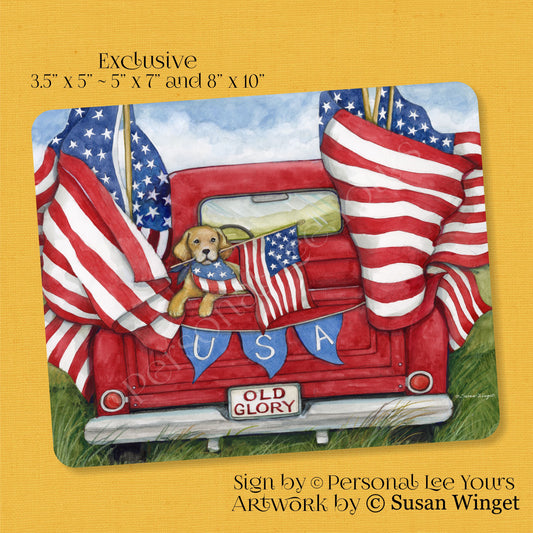 Susan Winget Exclusive Sign * Patriotic Truck With Pup * 3 Sizes * Lightweight Metal