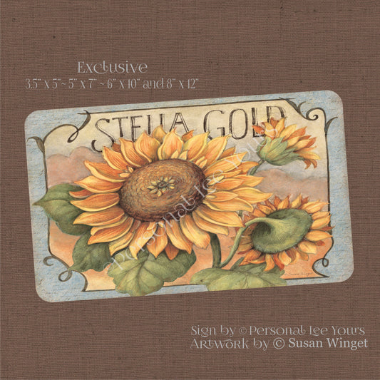 Susan Winget Exclusive Sign * Stella Gold Sunflower * Horizontal * 4 Sizes * Lightweight Metal