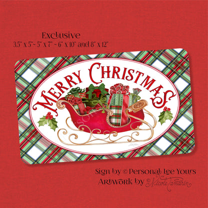 Nicole Tamarin Exclusive Sign * Tartan Christmas * Merry Christmas * 4 Sizes * Lightweight Metal