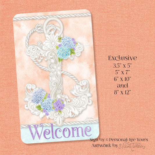 Nicole Tamarin Exclusive Sign * Welcome Anchor * Vertical * 4 Sizes * Lightweight Metal