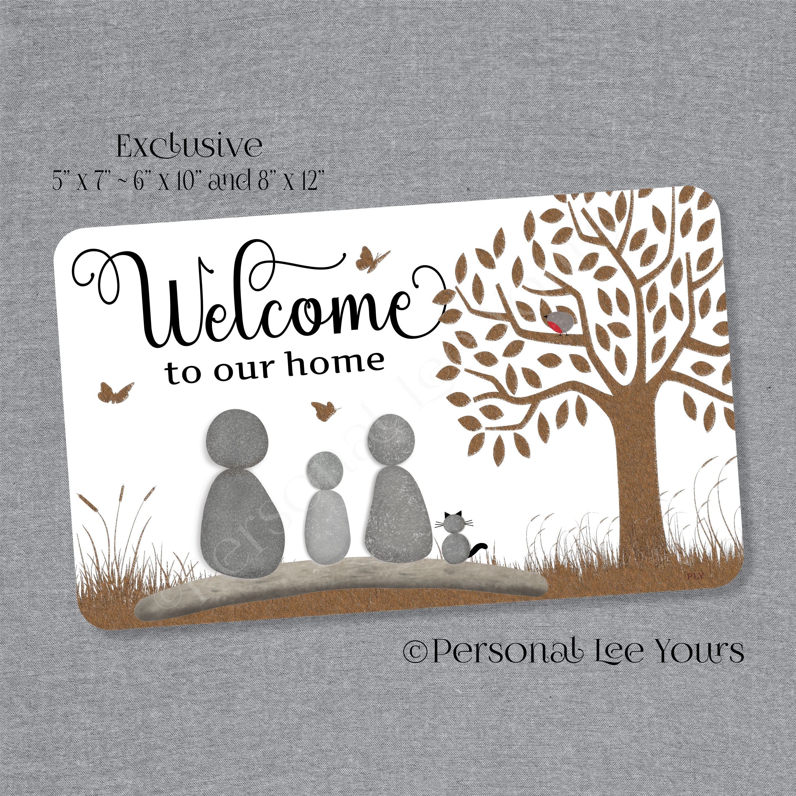 Multiple Pebbles Sign Best Wreath Signs Pebble Family of 3/Cat Personal Lee Yours 3 sizes