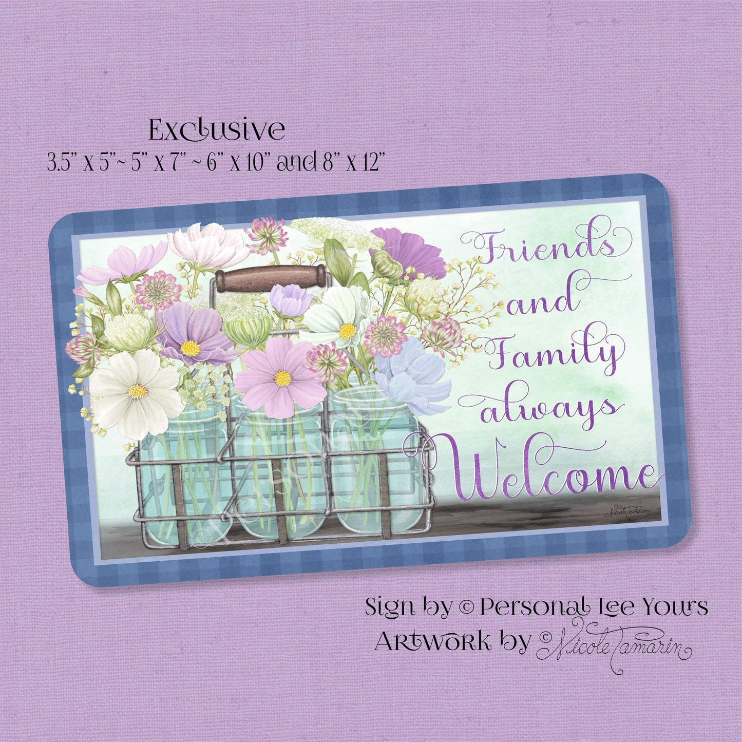 Nicole Tamarin Exclusive Sign * Pretty Little Welcome * Horizontal * 4 Sizes * Lightweight Metal