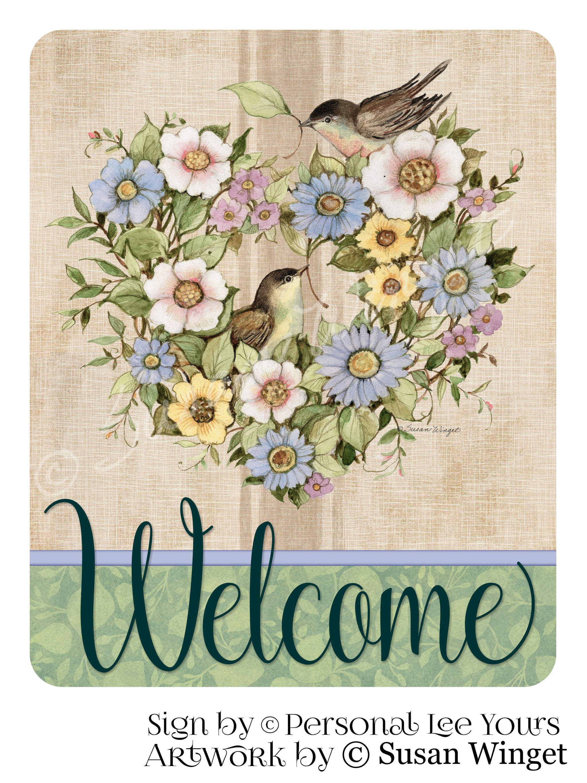 Susan Winget Exclusive Sign * Spring Linen Welcome * Vertical * 2 Size ...