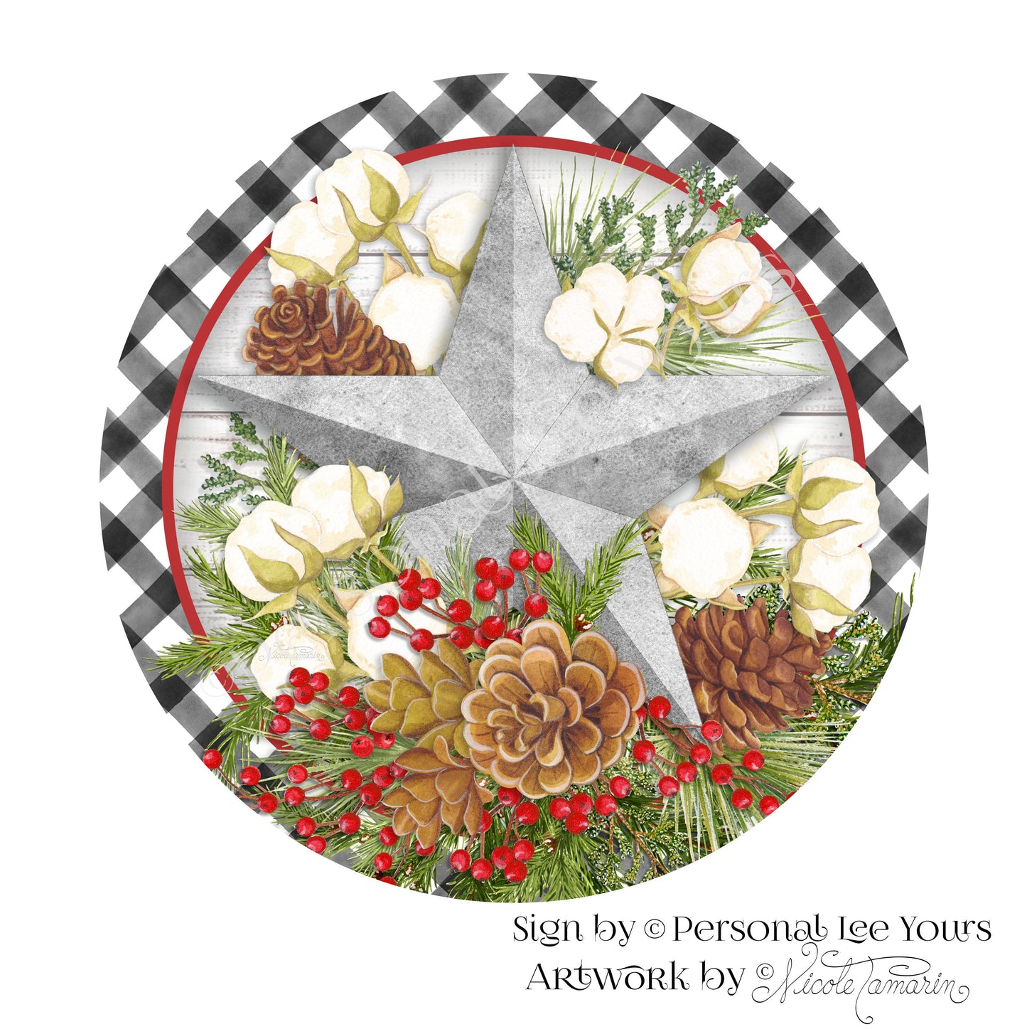 Nicole Tamarin Exclusive Sign * Farmhouse * A Barn Star Christmas * Round * Lightweight Metal