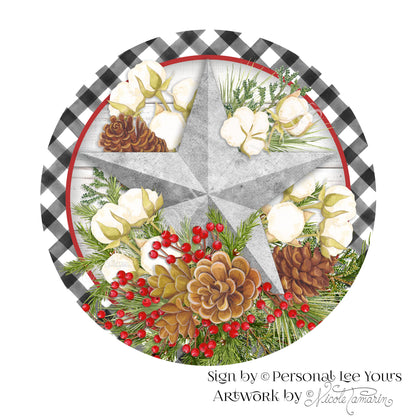 Nicole Tamarin Exclusive Sign * Farmhouse * A Barn Star Christmas * Round * Lightweight Metal