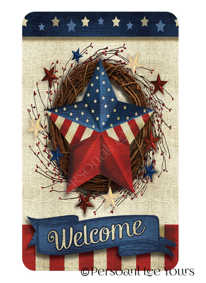 Patriotic Wreath Sign * American Home Welcome * 3 Sizes * Lightweight