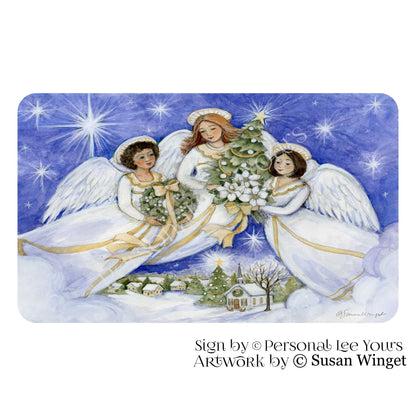 Susan Winget Exclusive Sign * Angel Trio ~ Christmas * Horizontal * 4 Sizes * Lightweight Metal