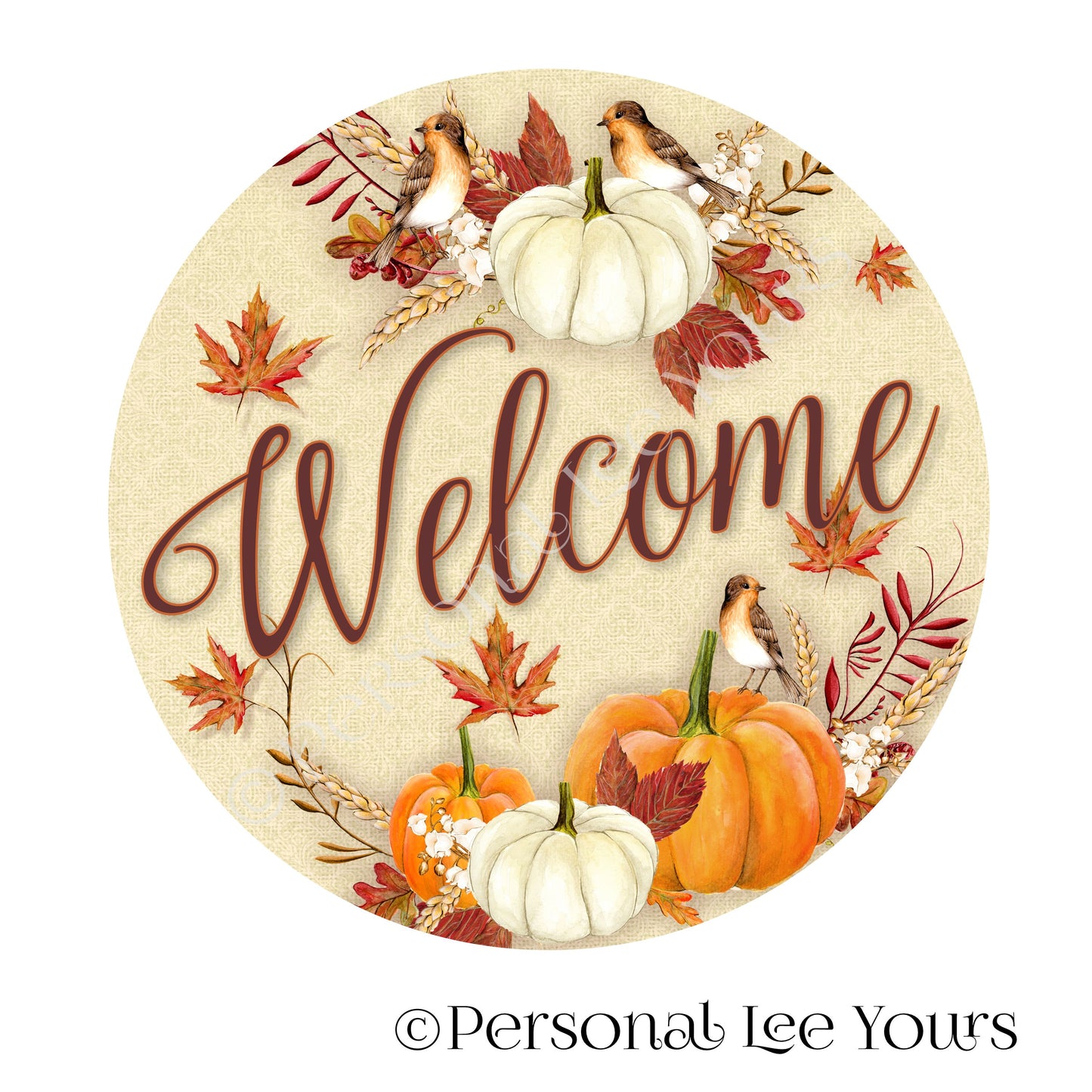 Wreath Sign * Autumn Welcome * Round * Lightweight Metal