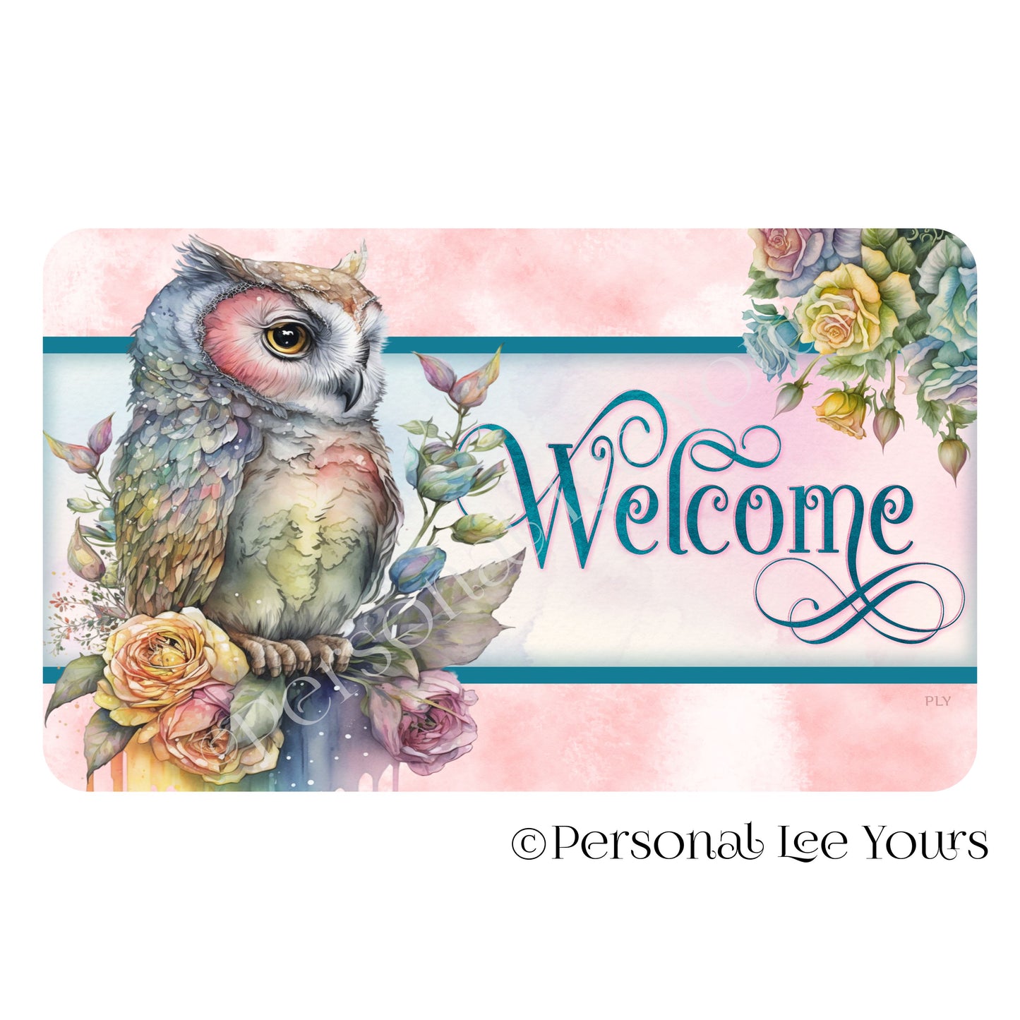 Wreath Sign * Beautiful Owl Welcome * 4 Sizes * Horizontal * Lightweight Metal