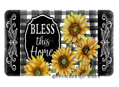 Wreath Sign * Blessed Home I * Sunflowers * 3 Sizes * Lightweight Metal