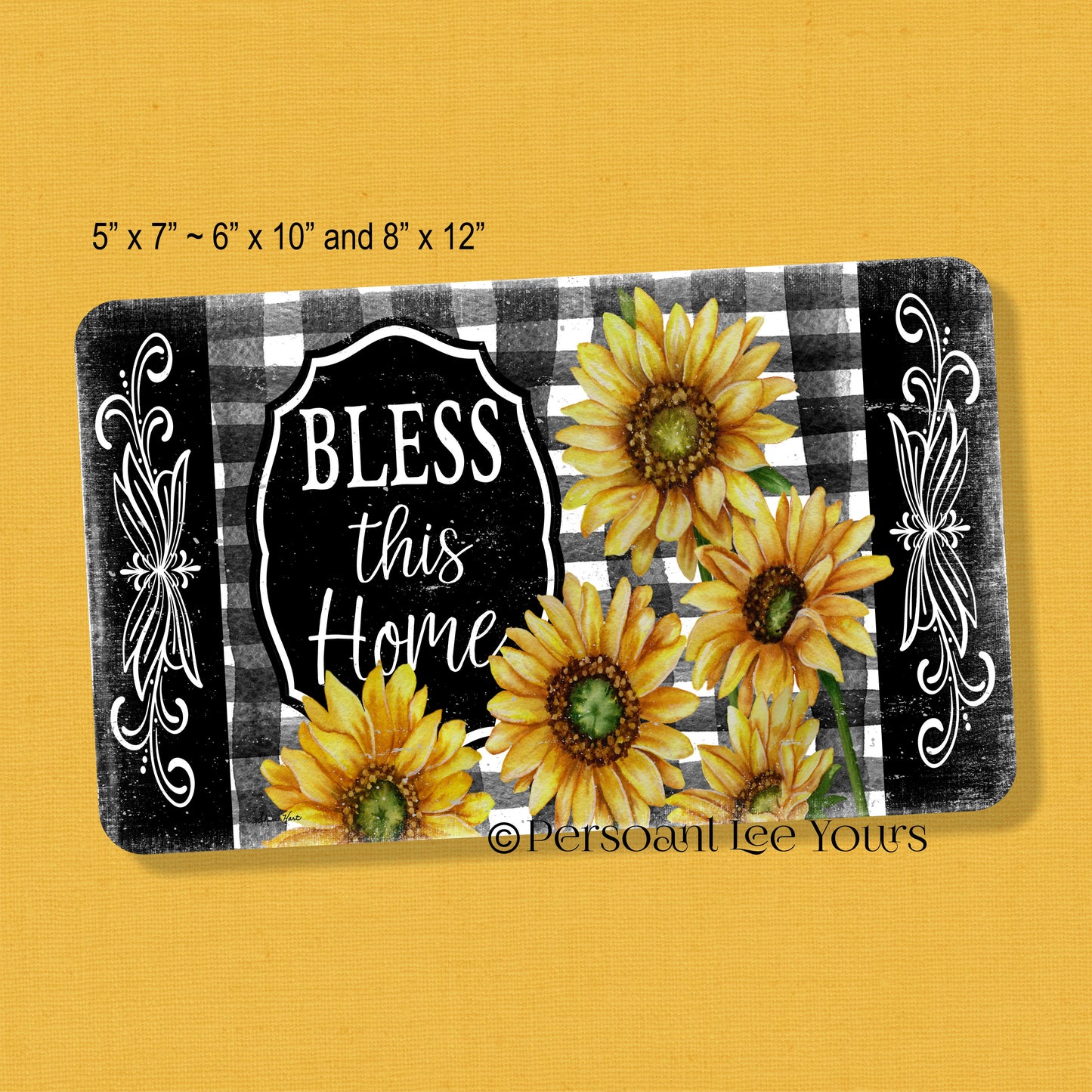 Wreath Sign * Blessed Home I * Sunflowers * 3 Sizes * Lightweight Metal