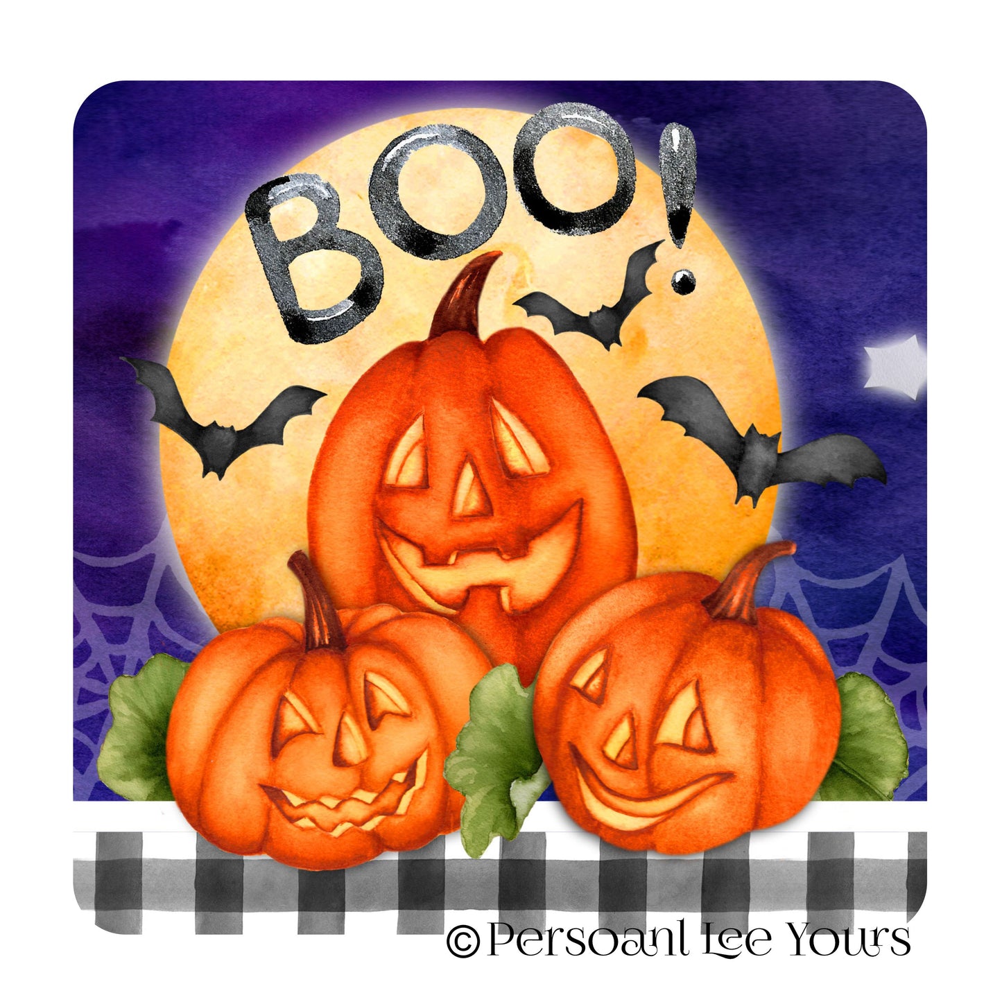 Halloween Wreath Sign * Boo Pumpkins * 3 Sizes * Lightweight Metal