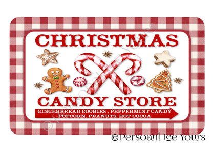 Holiday Wreath Sign * Christmas Candy Store * 3 Sizes * Lightweight Metal