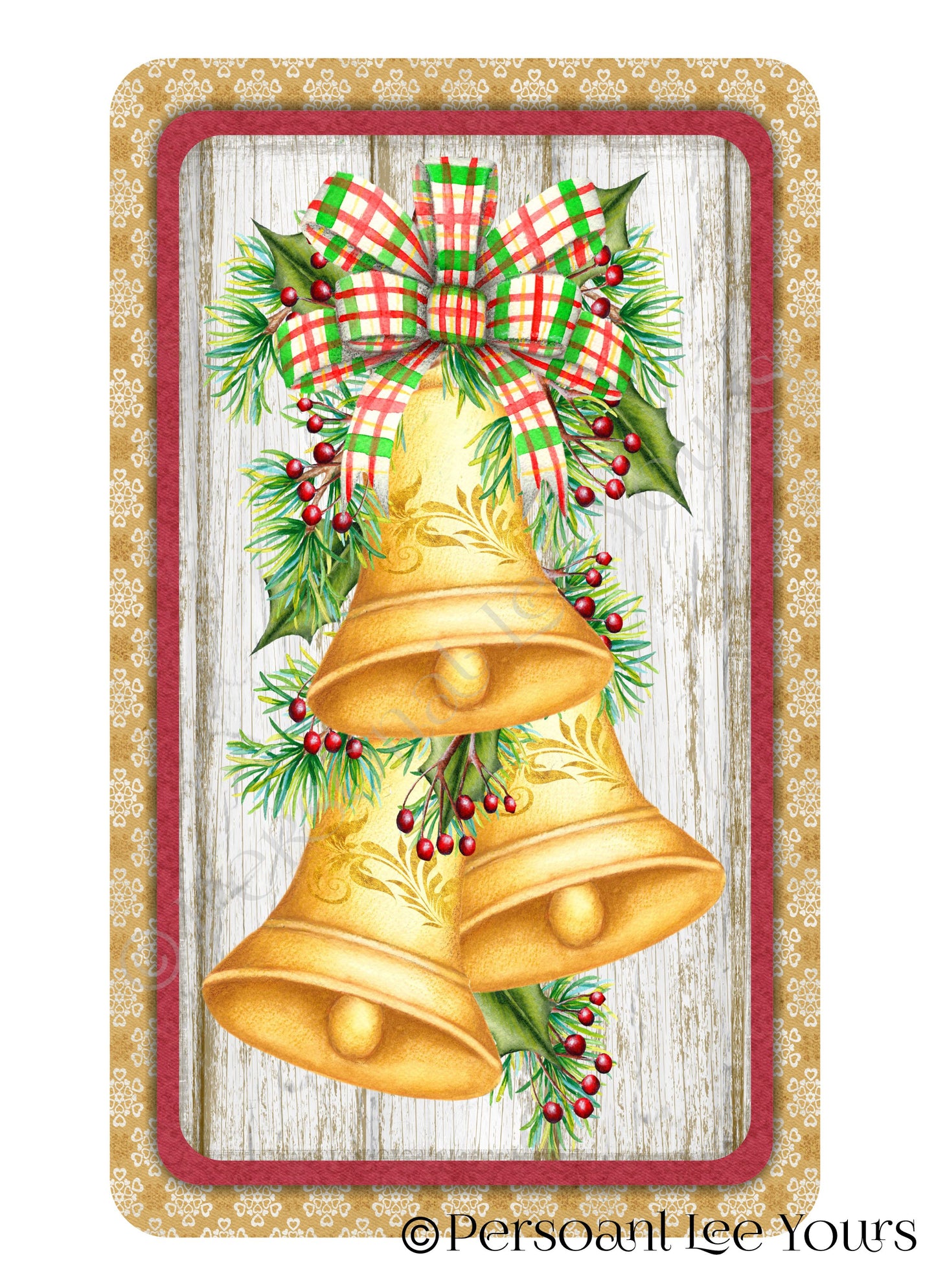 Holiday Wreath Sign * Christmas Bells II * 3 Sizes * Lightweight Metal