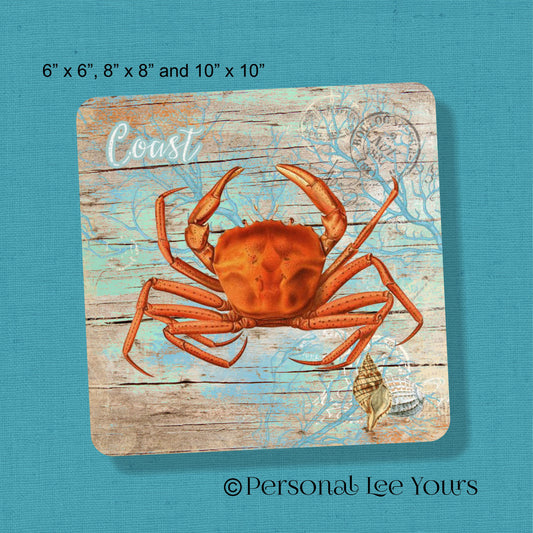 Metal Wreath Sign * Coastal Crab Postcard *  3 Sizes * Lightweight