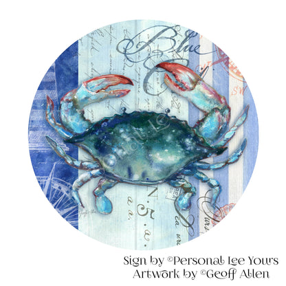 Geoff Allen Exclusive Sign * Coastal Blue Crab *  Round * Lightweight Metal