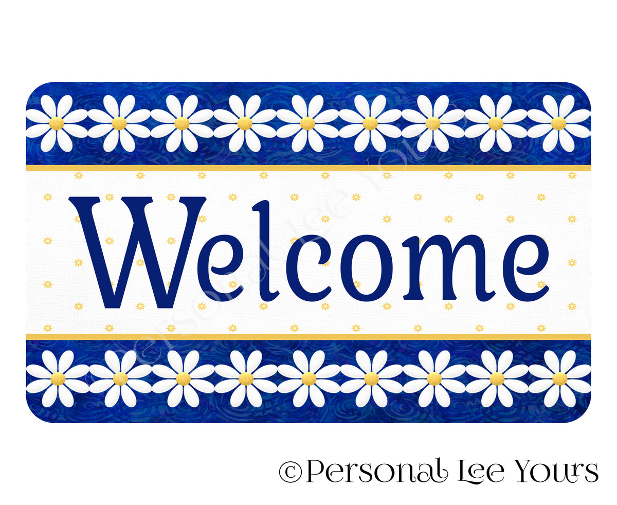 Daley Welcomesign Metal Wreath Sign * Daisy Welcome * Blue * 3 Sizes * Lightweight ...