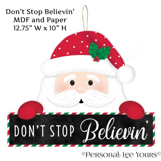 Wreath Accent * Don't Stop Believin' Santa * 12.75" W  x  10" H * Lightweight MDF * AP8908