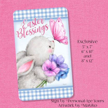 Makiko Exclusive Sign * Easter Blessings Bunny * Vertical * 3 Sizes * Lightweight Metal