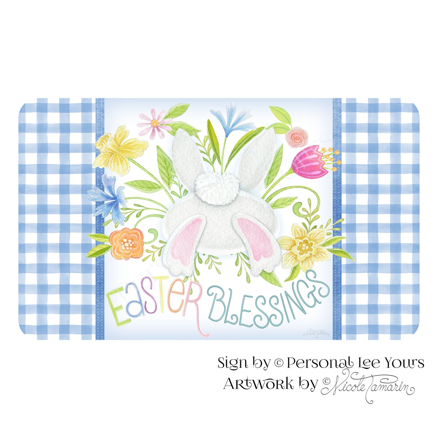 Nicole Tamarin Exclusive Sign * Easter Blessings Bunny * Horizontal * Lightweight Metal