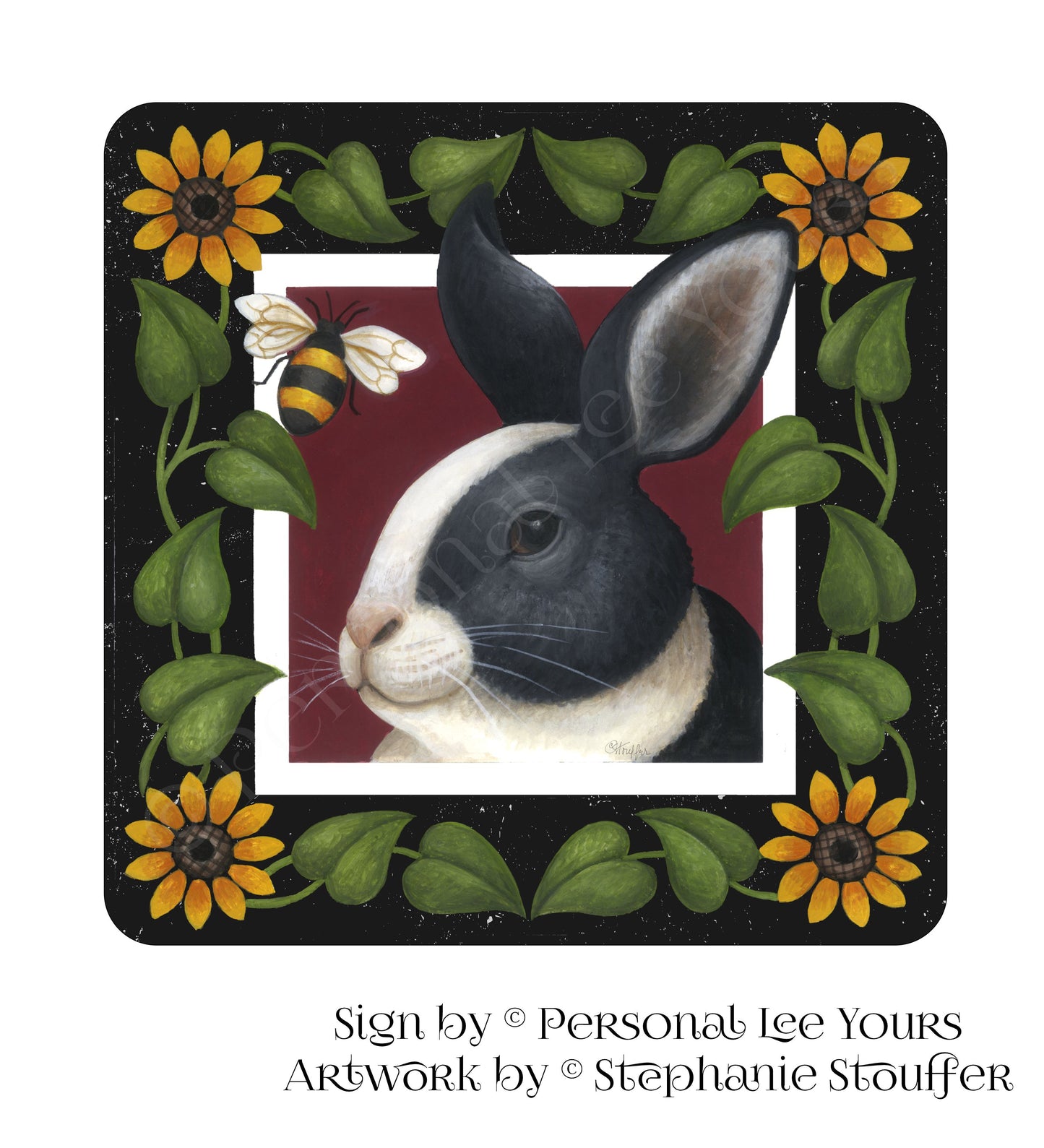 Stephanie Stouffer Exclusive Sign * Farm Animals * Rabbit * 2 Sizes * Lightweight Metal