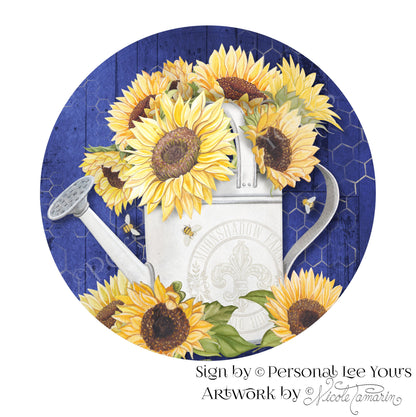 Nicole Tamarin Exclusive Sign * Farmhouse Sunflowers * Round * Lightweight Metal