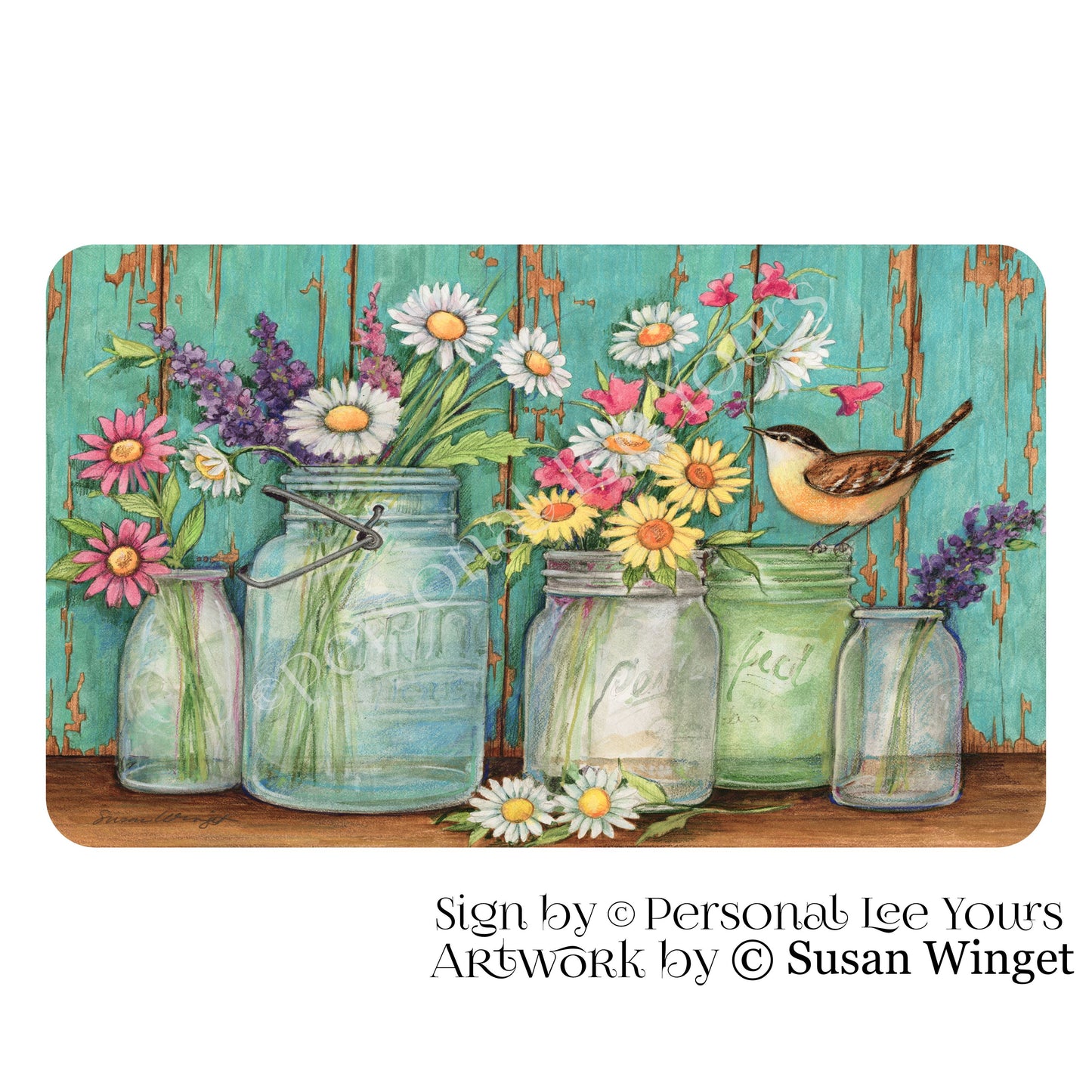 Susan Winget Exclusive Sign * Flowers From The Garden * Horizontal * 4 Sizes * Lightweight Metal
