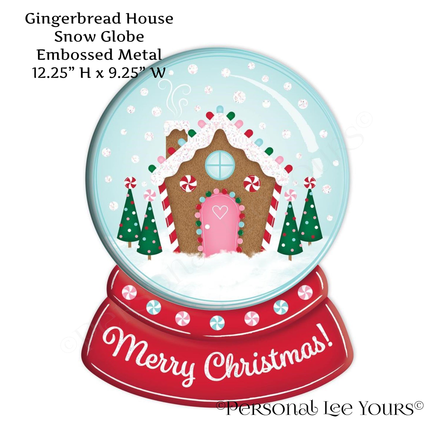 Wreath Accent * Gingerbread House Snow Globe * Embossed Metal * 12.25" H  x 9.25" W * Lightweight * MD0862