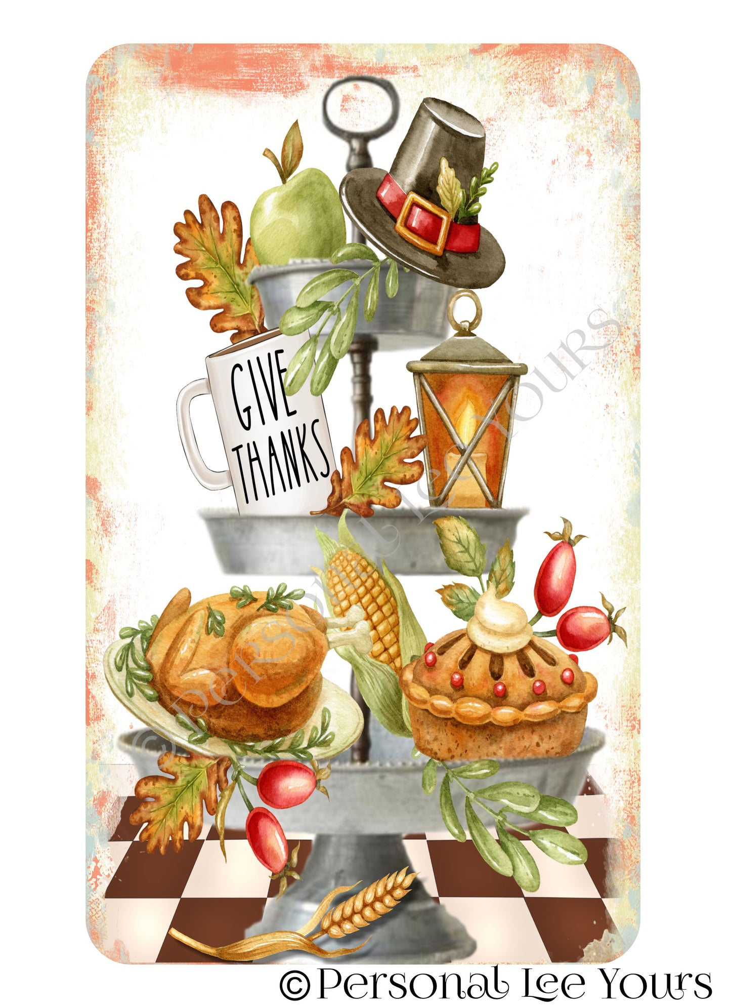 Thanksgiving Wreath Sign * Give Thanks * 3 Sizes * Lightweight Metal