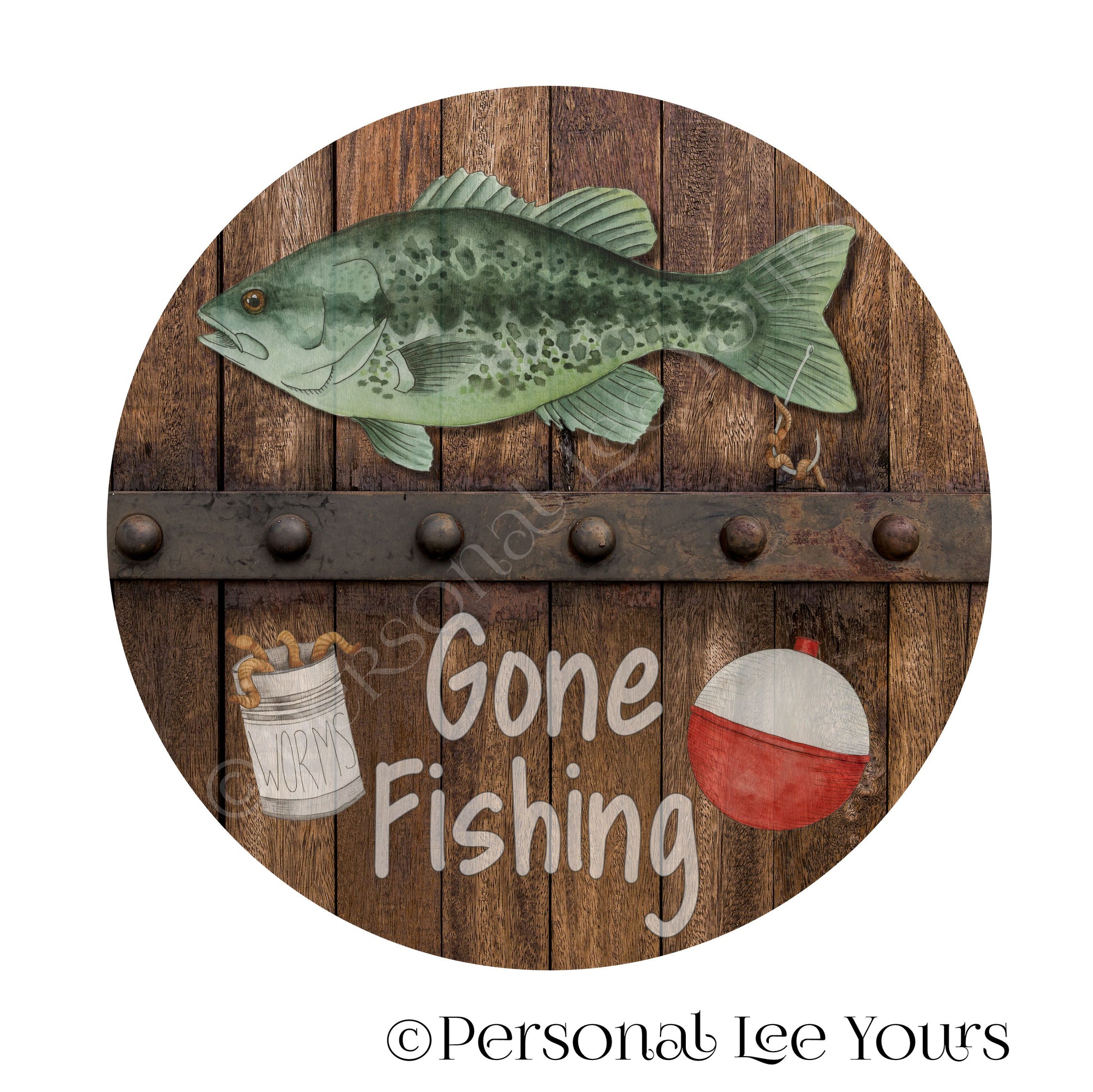 Wreath Sign * Gone Fishing III * Round * Lightweight Metal – Personal Lee  Yours