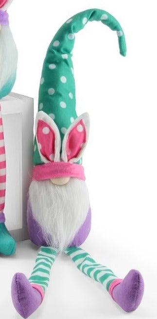 Plush Bunny Sitting Gnomes * Set of 2 * 17.5" T x 4" W * Pink, Blue, Mint Lavender and White * 1 of Each Design * HE4158