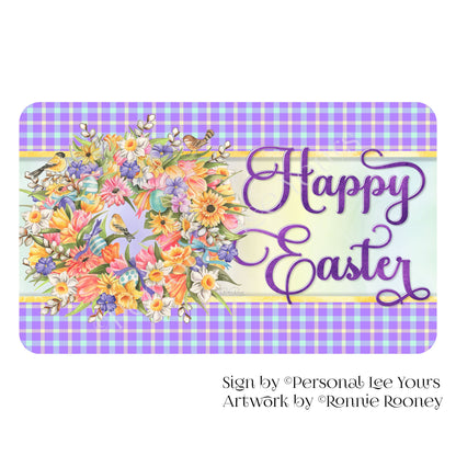 Ronnie Rooney Exclusive Sign * Happy Easter Wreath * Horizontal * 4 Sizes * Lightweight Metal