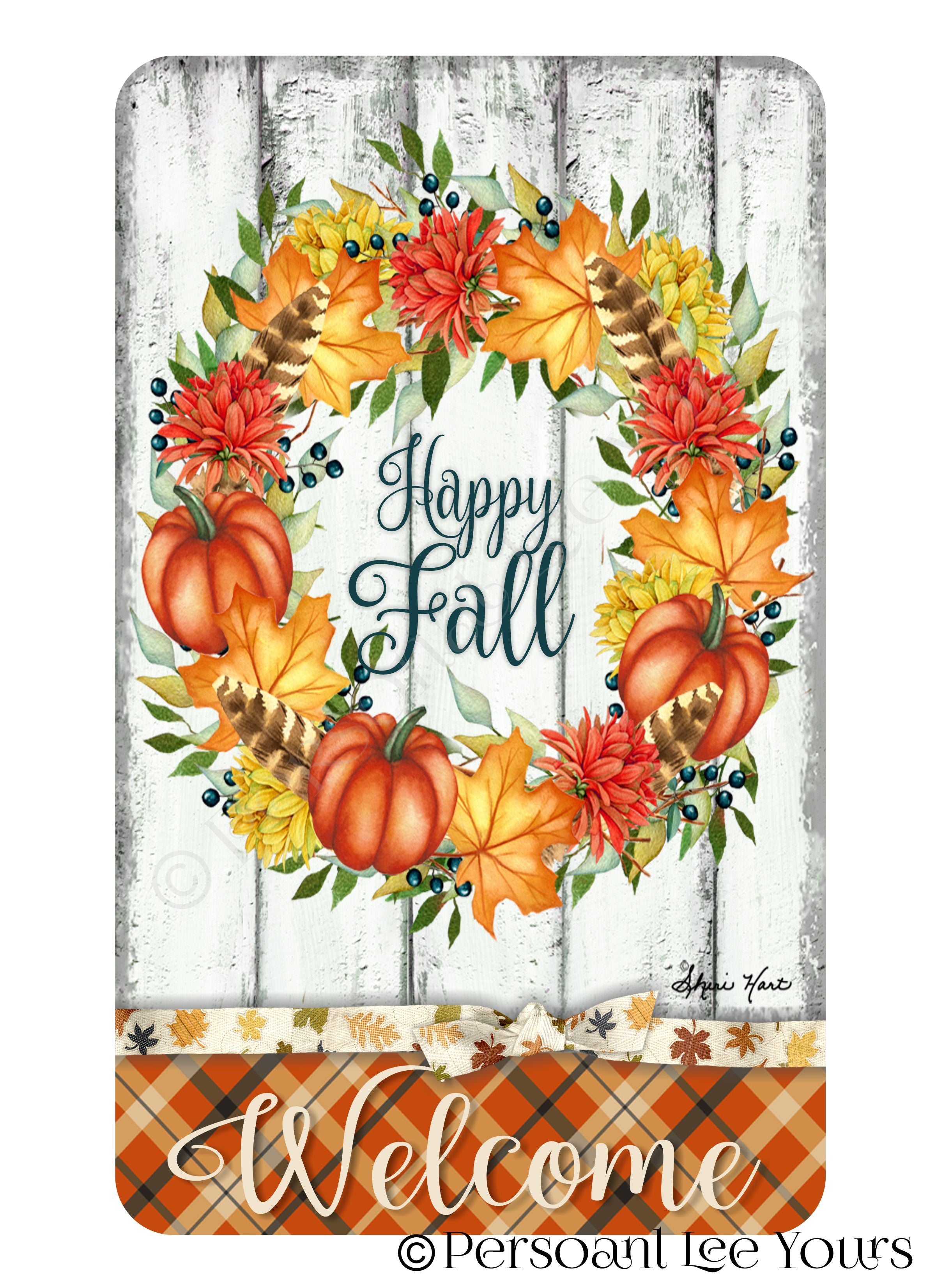 Fall Congratulations Sign Autumn Wreath Sign * Happy Fall Welcome * 3 Sizes * Lightweight Metal ...