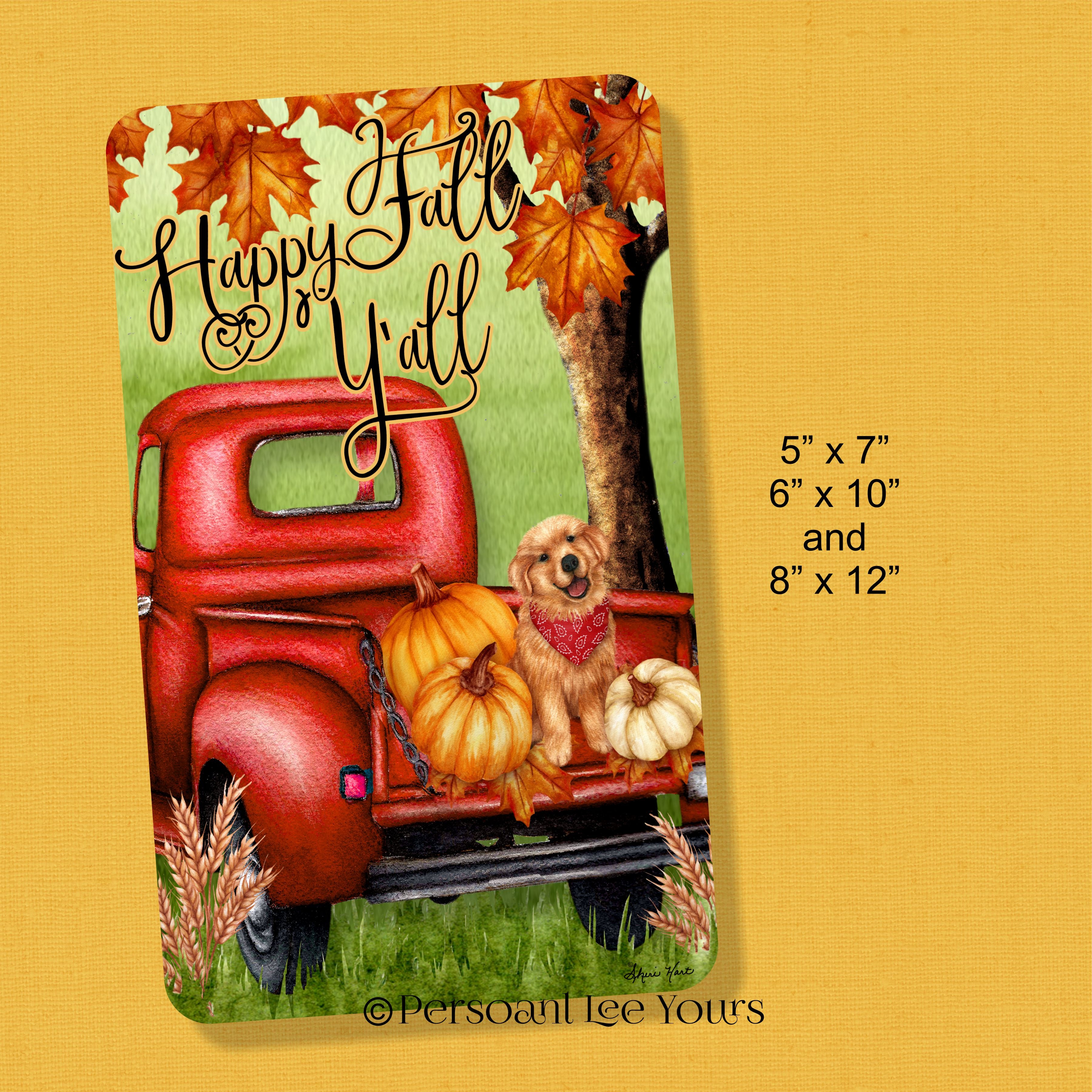 Autumn Wreath Sign * Happy Fall Y'all * Red Truck * 3 Sizes * Lightwei ...