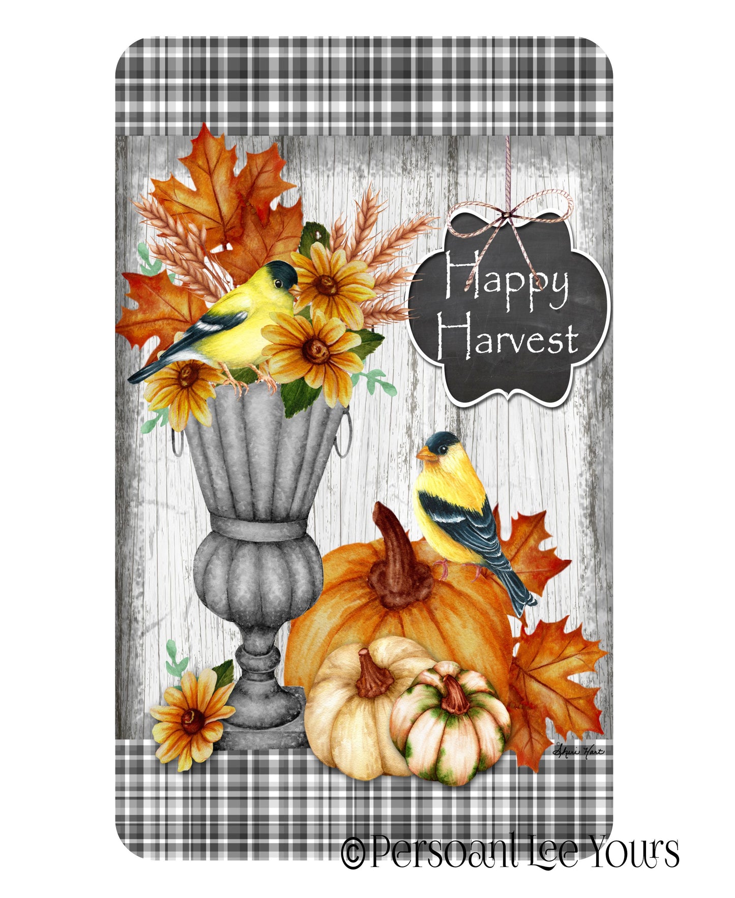 Fall Wreath Sign * Happy Harvest Bouquet * 3 Sizes * Lightweight Metal