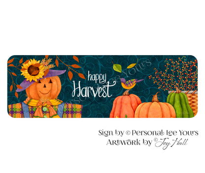 Joy Hall Exclusive Sign * Banner * Happy Harvest * 12" x 4" * Lightweight Metal