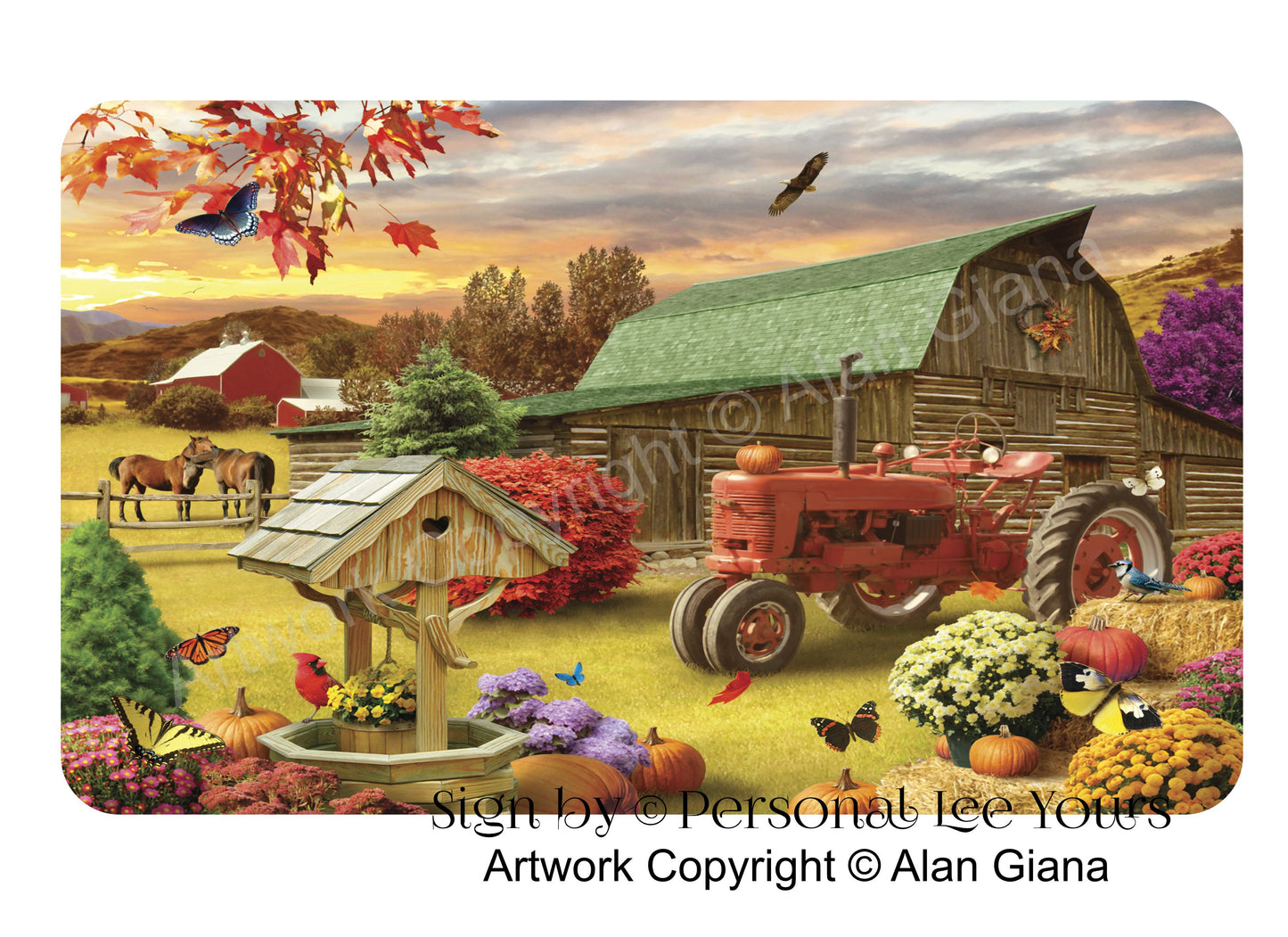 Alan Giana Exclusive Sign * Autumn * Harvest Ranch * 3 Sizes * Lightweight Metal